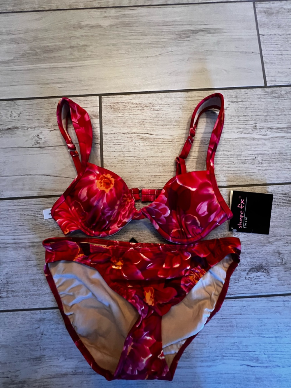 Shape FX Bright Red Padded Bikini Top with Adjustable Straps